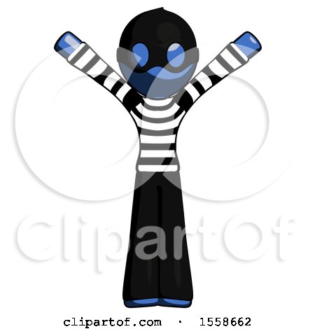 Blue Thief Man with Arms out Joyfully by Leo Blanchette