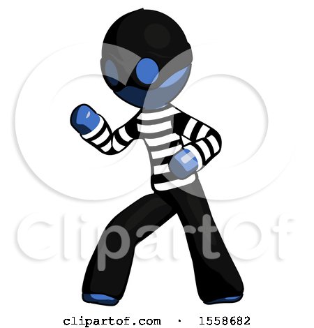 Blue Thief Man Martial Arts Defense Pose Left by Leo Blanchette