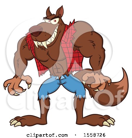 Clipart of a Muscular Werewolf - Royalty Free Vector Illustration by Hit Toon