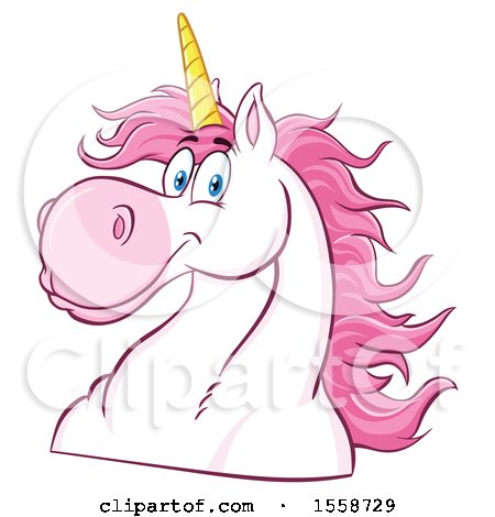 Clipart of a Pink and White Unicorn Mascot - Royalty Free Vector Illustration by Hit Toon
