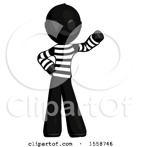 Black Thief Man Waving Left Arm with Hand on Hip by Leo Blanchette