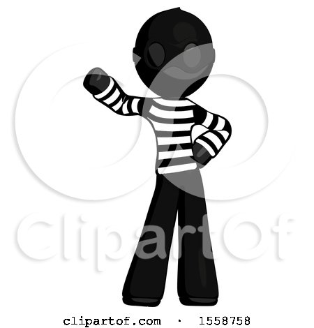 Black Thief Man Waving Right Arm with Hand on Hip by Leo Blanchette