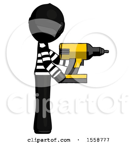 Black Thief Man Using Drill Drilling Something on Right Side by Leo Blanchette