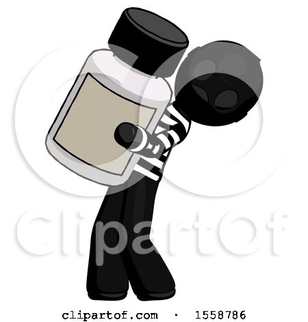 Black Thief Man Holding Large White Medicine Bottle by Leo Blanchette