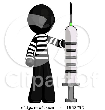 Black Thief Man Holding Large Syringe by Leo Blanchette