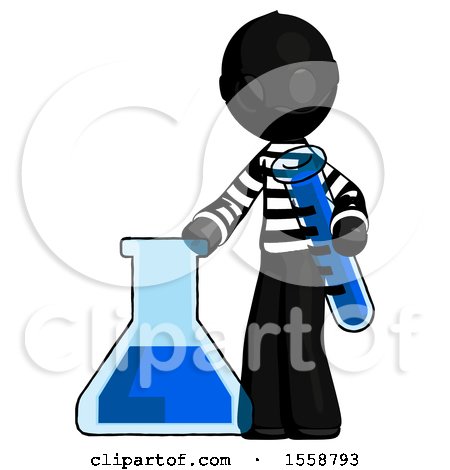 Black Thief Man Holding Test Tube Beside Beaker or Flask by Leo Blanchette