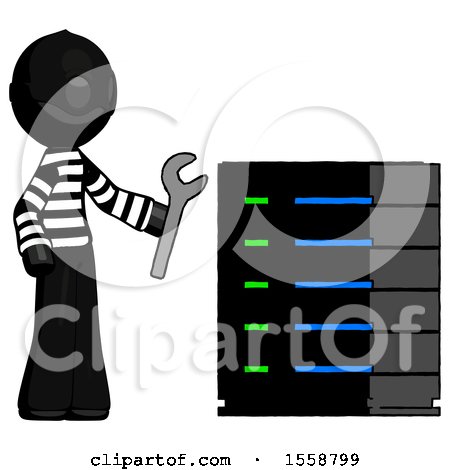 Black Thief Man Server Administrator Doing Repairs by Leo Blanchette