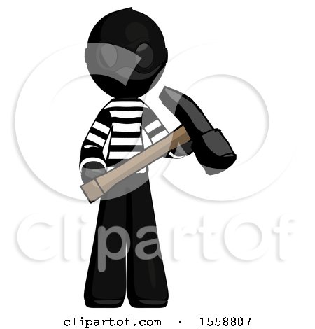 Black Thief Man Holding Hammer Ready to Work by Leo Blanchette