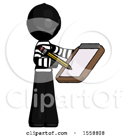 Black Thief Man Using Clipboard and Pencil by Leo Blanchette