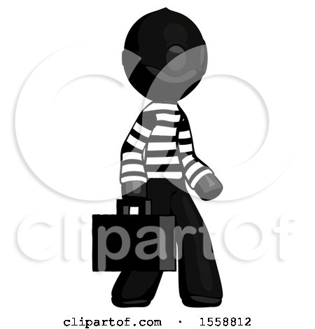Black Thief Man Walking with Briefcase to the Right by Leo Blanchette