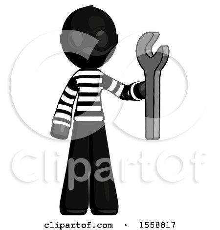 Black Thief Man Holding Wrench Ready to Repair or Work by Leo Blanchette
