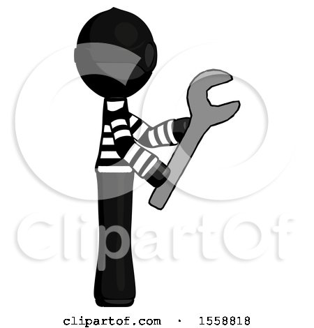 Black Thief Man Using Wrench Adjusting Something to Right by Leo Blanchette