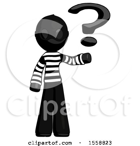Black Thief Man Holding Question Mark to Right by Leo Blanchette