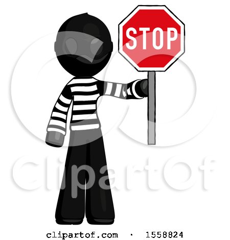 Black Thief Man Holding Stop Sign by Leo Blanchette