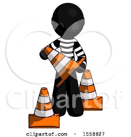 Black Thief Man Holding a Traffic Cone by Leo Blanchette
