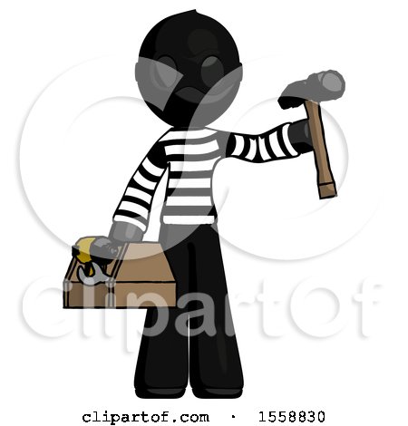Black Thief Man Holding Tools and Toolchest Ready to Work by Leo Blanchette