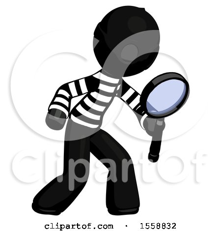Black Thief Man Inspecting with Large Magnifying Glass Right by Leo Blanchette