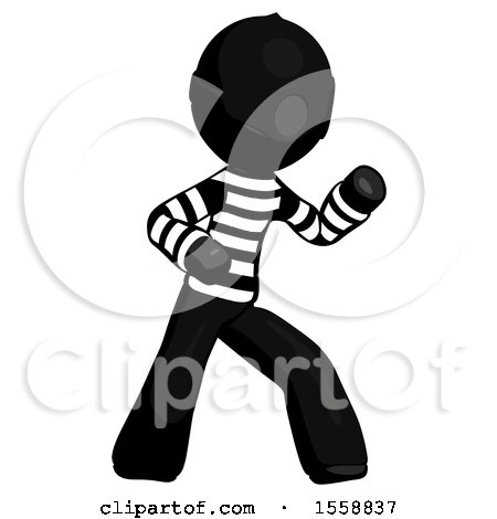 Black Thief Man Martial Arts Defense Pose Right by Leo Blanchette