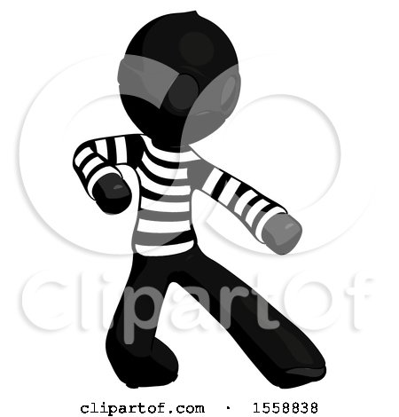 Black Thief Man Karate Defense Pose Right by Leo Blanchette