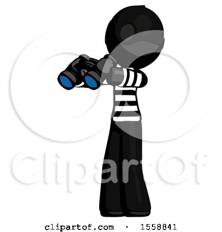 Black Thief Man Holding Binoculars Ready to Look Left by Leo Blanchette