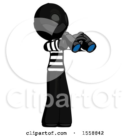 Black Thief Man Holding Binoculars Ready to Look Right by Leo Blanchette