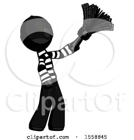 Black Thief Man Dusting with Feather Duster Upwards by Leo Blanchette