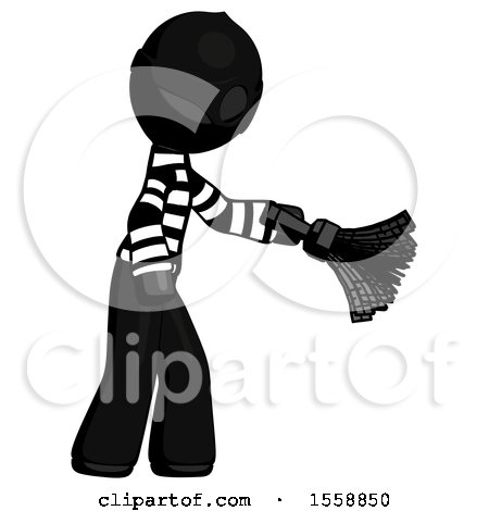 Black Thief Man Dusting with Feather Duster Downwards by Leo Blanchette