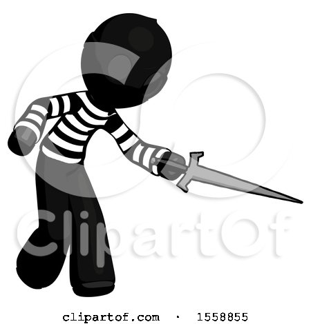 Black Thief Man Sword Pose Stabbing or Jabbing by Leo Blanchette