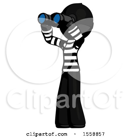 Black Thief Man Looking Through Binoculars to the Left by Leo Blanchette