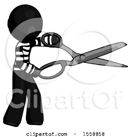 Black Thief Man Holding Giant Scissors Cutting out Something by Leo Blanchette