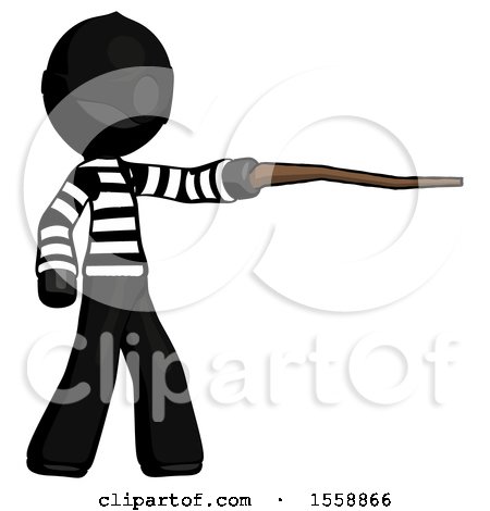Black Thief Man Pointing with Hiking Stick by Leo Blanchette