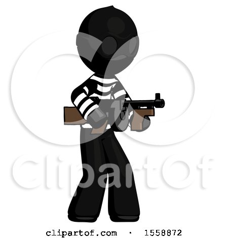 Black Thief Man Tommy Gun Gangster Shooting Pose by Leo Blanchette