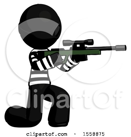 Black Thief Man Kneeling Shooting Sniper Rifle by Leo Blanchette