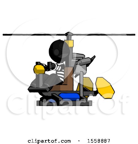 Black Thief Man Flying in Gyrocopter Front Side Angle View by Leo Blanchette