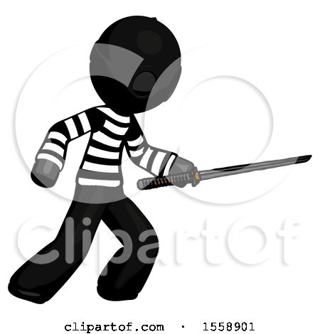 Black Thief Man Stabbing with Ninja Sword Katana by Leo Blanchette