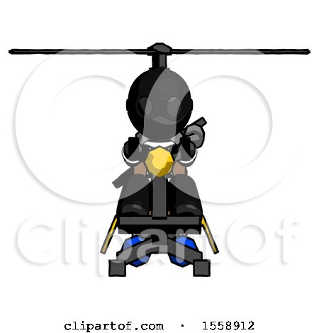 Black Thief Man Flying in Gyrocopter Front View by Leo Blanchette