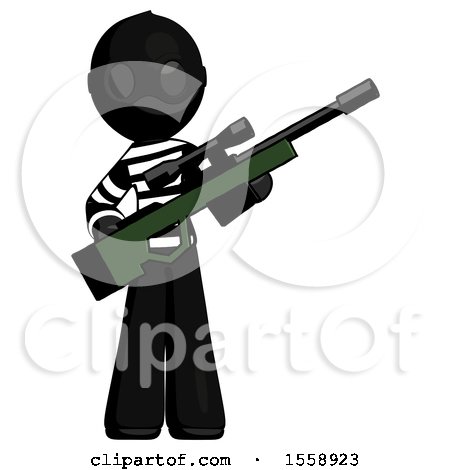 Black Thief Man Holding Sniper Rifle Gun by Leo Blanchette