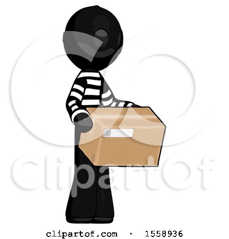 Black Thief Man Holding Package to Send or Recieve in Mail by Leo Blanchette