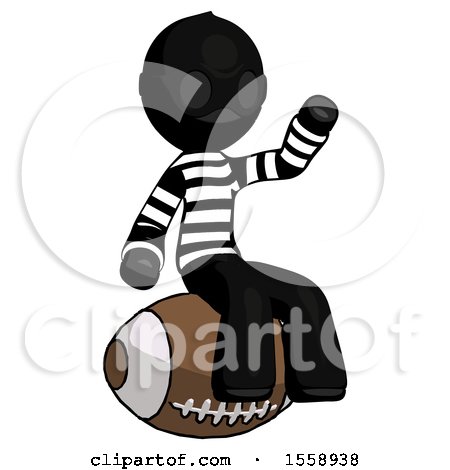 Black Thief Man Sitting on Giant Football by Leo Blanchette