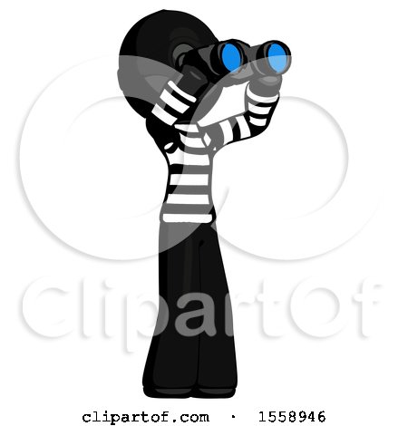 Black Thief Man Looking Through Binoculars to the Right by Leo Blanchette