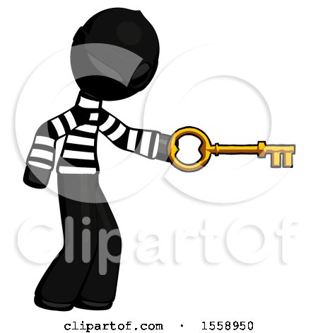 Black Thief Man with Big Key of Gold Opening Something by Leo Blanchette