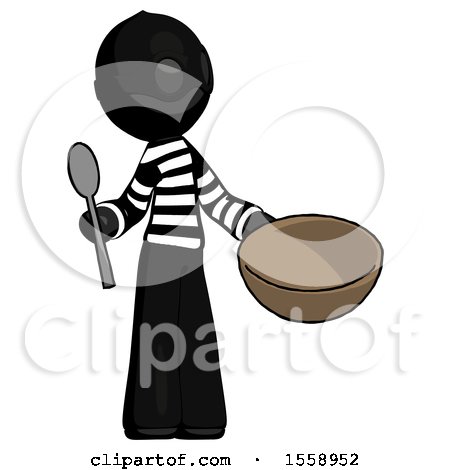 Black Thief Man with Empty Bowl and Spoon Ready to Make Something by Leo Blanchette