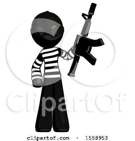 Black Thief Man Holding Automatic Gun by Leo Blanchette