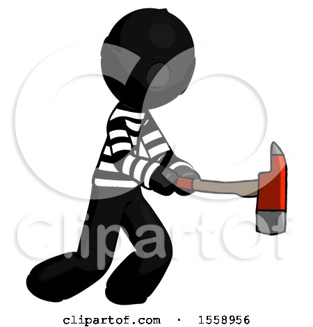 Black Thief Man with Ax Hitting, Striking, or Chopping by Leo Blanchette