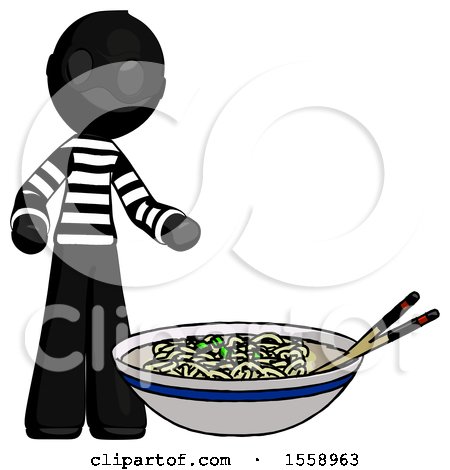 Black Thief Man and Noodle Bowl, Giant Soup Restaraunt Concept by Leo Blanchette