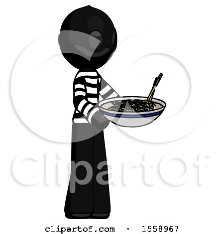 Black Thief Man Holding Noodles Offering to Viewer by Leo Blanchette