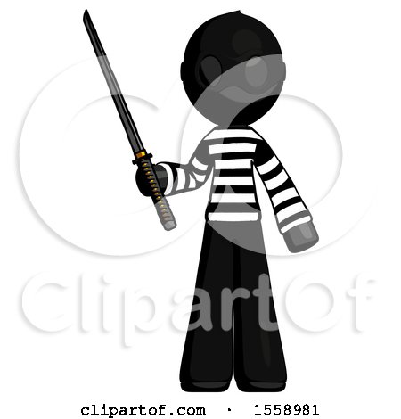 Black Thief Man Standing up with Ninja Sword Katana by Leo Blanchette