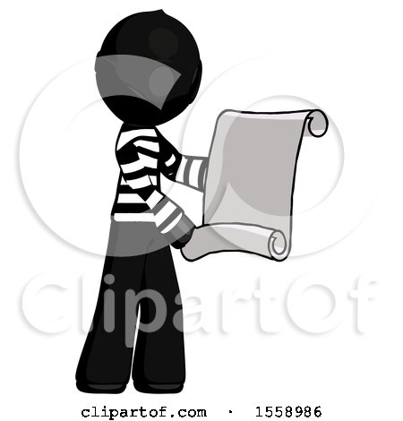 Black Thief Man Holding Blueprints or Scroll by Leo Blanchette