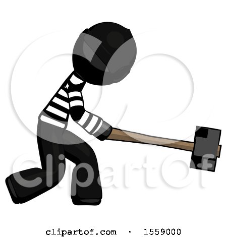 Black Thief Man Hitting with Sledgehammer, or Smashing Something by Leo Blanchette