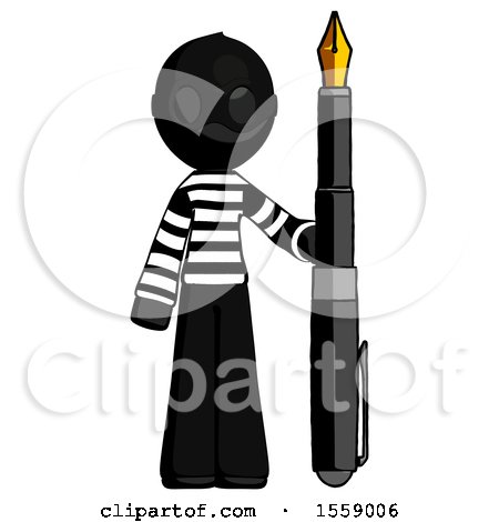 Black Thief Man Holding Giant Calligraphy Pen by Leo Blanchette